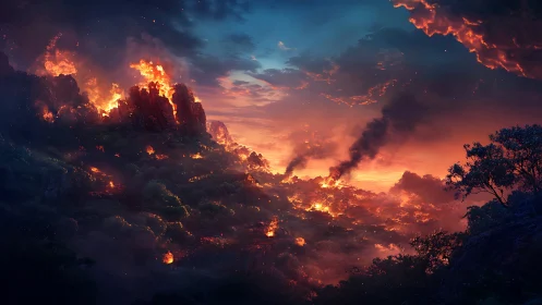 Apocalyptic Inferno: Where Storms Collide with Furnace Skies.