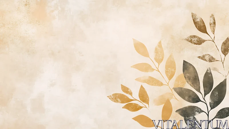 Rustic leaves drift quietly across a sunlit parchment sky