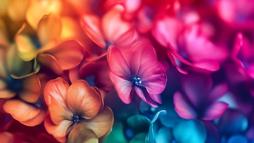 Soft-focused botanicals merge through warm-to-cool chromatic gradient spectrum.