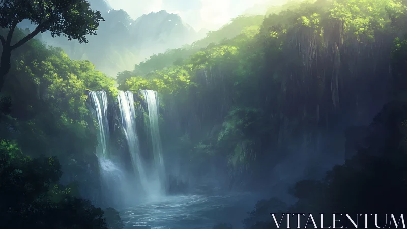 Emerald Canyon's Luminous Waterfalls Cascade.