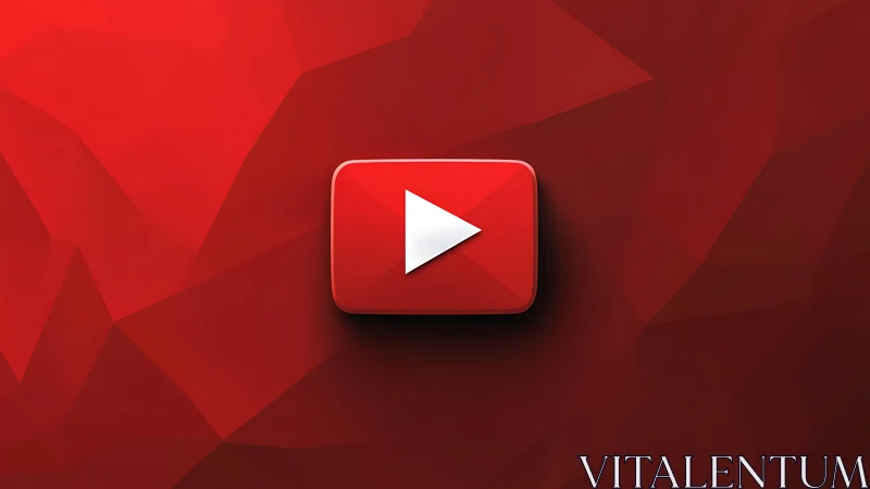 Red play button icon centered on faceted red background.