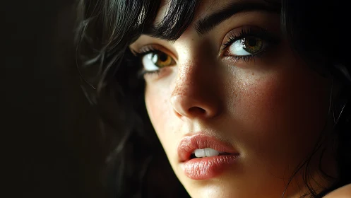 Close cropped portrait shows detailed rendered female face