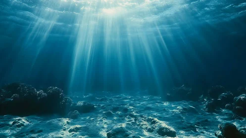 Sunrays dive deep, painting quiet pathways across seafloor