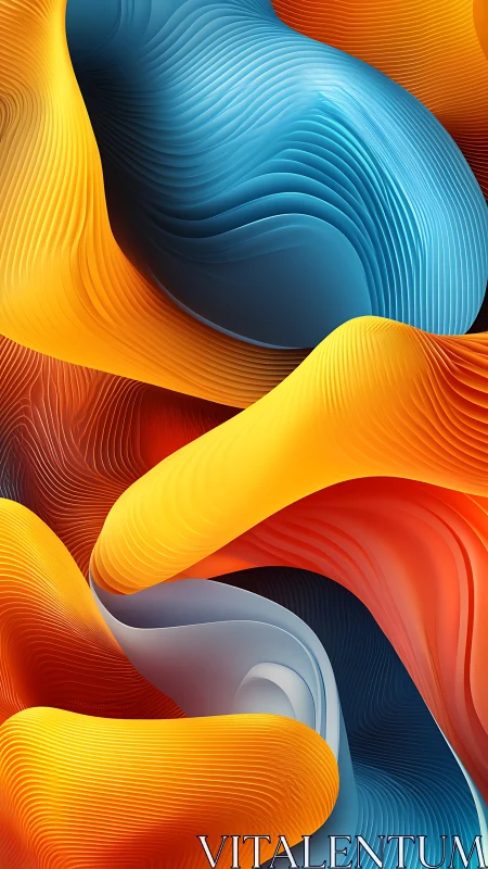 3D abstract ribbon strata with layered chromatic gradients.