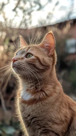 Golden-hour felid portrait capturing apex illumination on feline facial structure