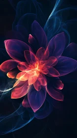 Luminous fractal flower blooms in glowing neon petals.