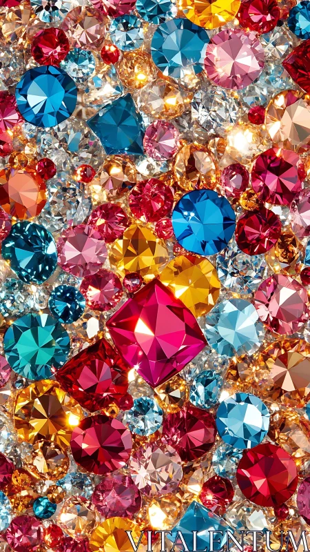 Multicolor faceted gemstones create vivid prismatic surface.