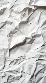 Crumpled white paper surface captures bold tactile texture.