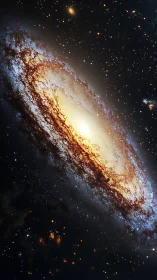 Spiral galaxy swirls like a molten lantern in deep space