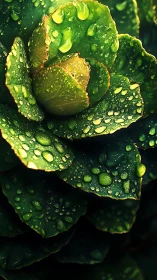 Succulent leaves display water droplets in close-up view