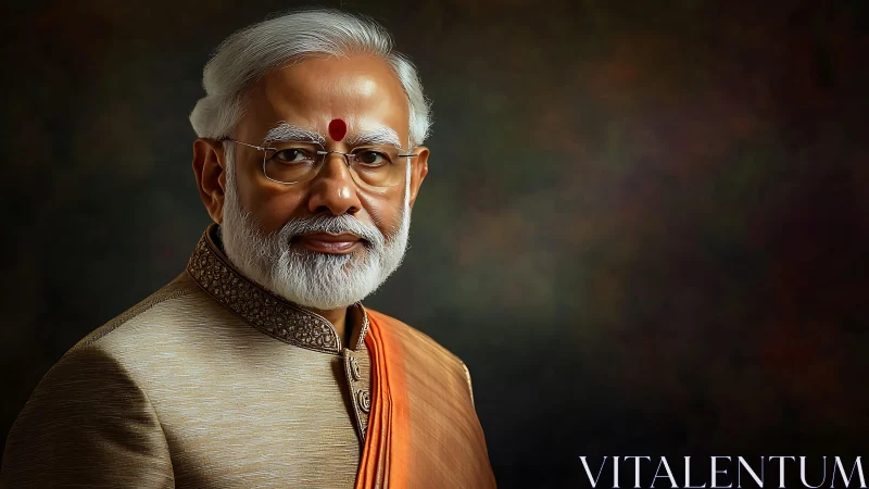 Portrait of older man in formal ethnic attire with bindi