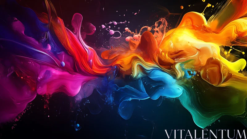 Chromatic fluid dynamics of colliding spectral pigment waves.