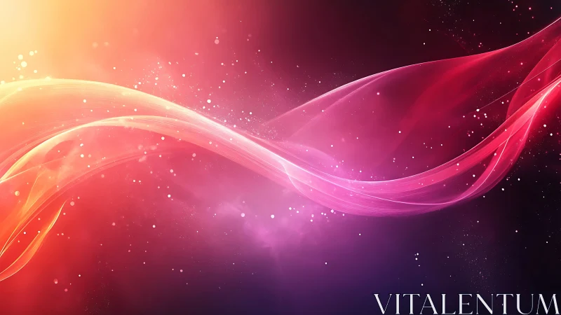 Colorful abstract light waves on glowing cosmic background.