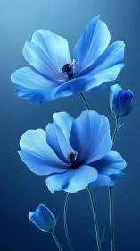 Serene Blue Cosmos Flowers in Soft Gradient Light.