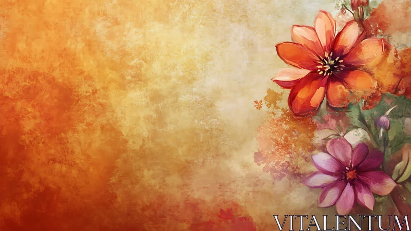 Radiant flowers bloom gracefully on a warm, textured backdrop.