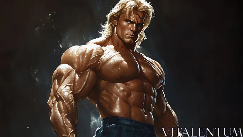 Muscular male figure in dramatic side-lit digital artwork.