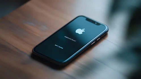 iPhone Boot Screen Loading State: Dark Mode Minimalist Interface.