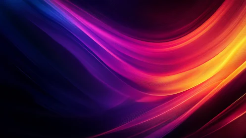 Neon light waves sweep across a dark digital horizon