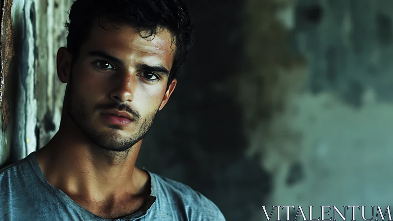 Moody male portrait uses shallow depth and desaturated tones