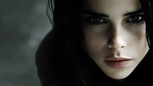 Close-up digital portrait shows intense gaze and detail