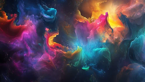 Spectral nebula clouds in saturated multicolor cosmic swirl