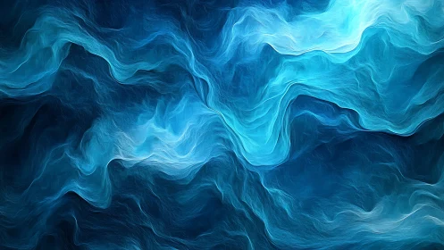 Blue fluid abstract waves form layered flowing textures