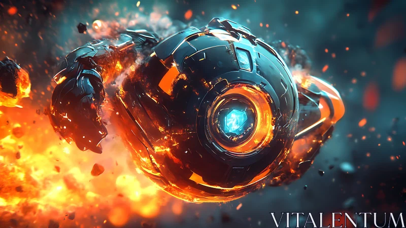 Kinetic plasma-core combat drone in mid-explosive transit.