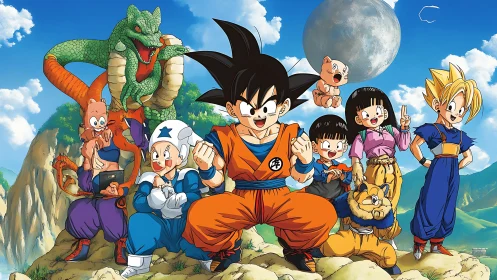 Goku leads Dragon Ball Z heroes on bright mountain plateau