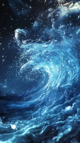 Starlit ocean spiral roaring like a midnight comet wave.