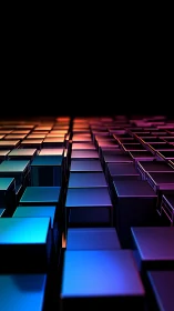 Gradient-lit metallic cubes form reflective abstract grid
