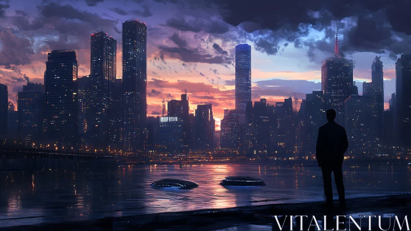 Nightfall stitches neon dreams across the river city