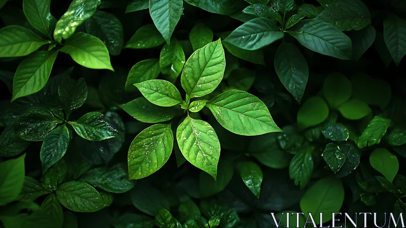 Central bright green leaf cluster amid darker foliage.