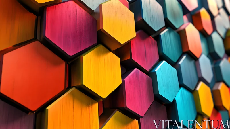 Vibrant 3D Hexagon Wall Art in Modern Abstract Style.