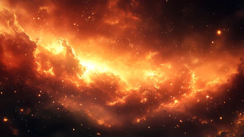 Cosmic Fire: Nebula Cloud Formation with Stellar Particles.