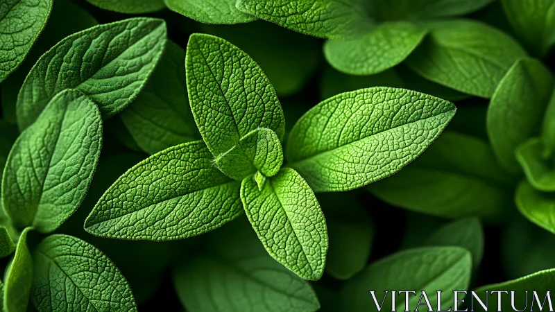 Close-up view of textured green leaves in clustered growth.