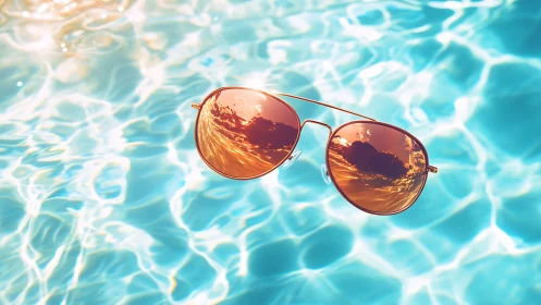 Sunlit aviators drifting above a dream-bright poolscape.