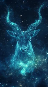 Celestial antelope form emerging from dense star field.