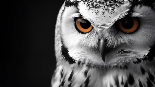 Close-up Portrait of Owl with Intense Eyes in Dramatic Lighting.