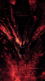 Infernal demonic visage erupts from abstract crimson void