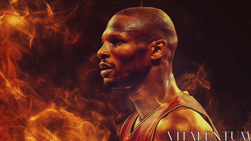 Blazing court legend strides through swirling embers of glory