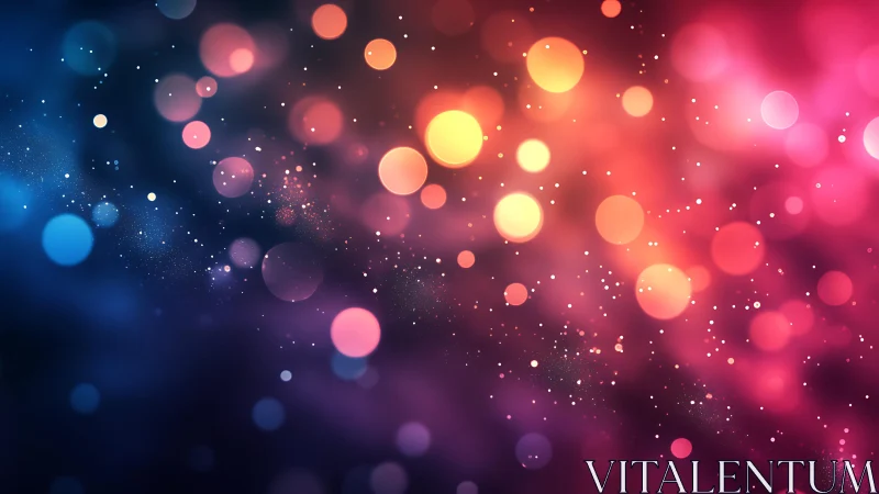 Vibrant bokeh lights on colorful abstract background, digital art.