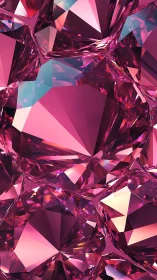 Pink gemstone close-up with sharp faceted crystal clusters.