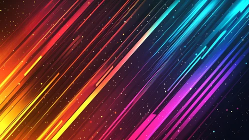 Neon light streaks stream across a radiant cosmic gradient.