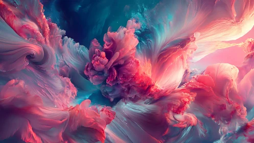 Swirling cosmic nebula blooms with luminous pink and teal light