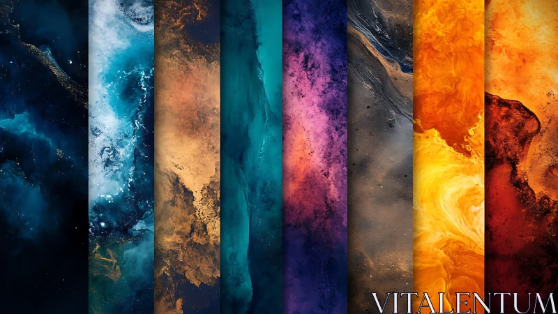 Cosmic color rivers flowing from deep blues to glowing golds.