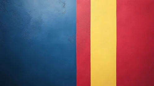 Geometric tricolor panel with vertical chromatic divisions.