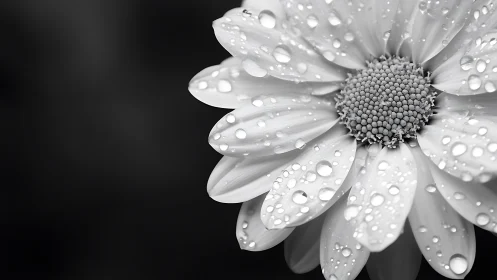 Glistening Daisy Jeweled with Rain Drops and Morning Dew