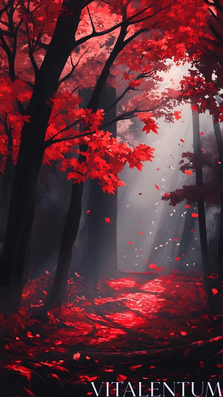 Crimson Whispers Through Black Silhouettes.