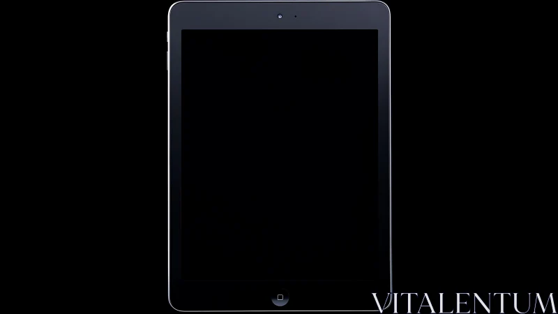 Tablet device mockup with dark screen and minimal interface elements