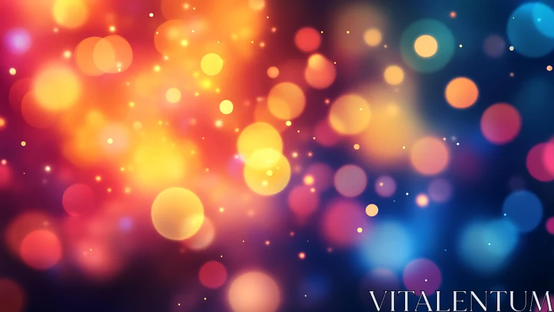 Vibrant abstract bokeh lights in warm and cool color palette.